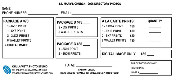 2026 St. Mary's Price List